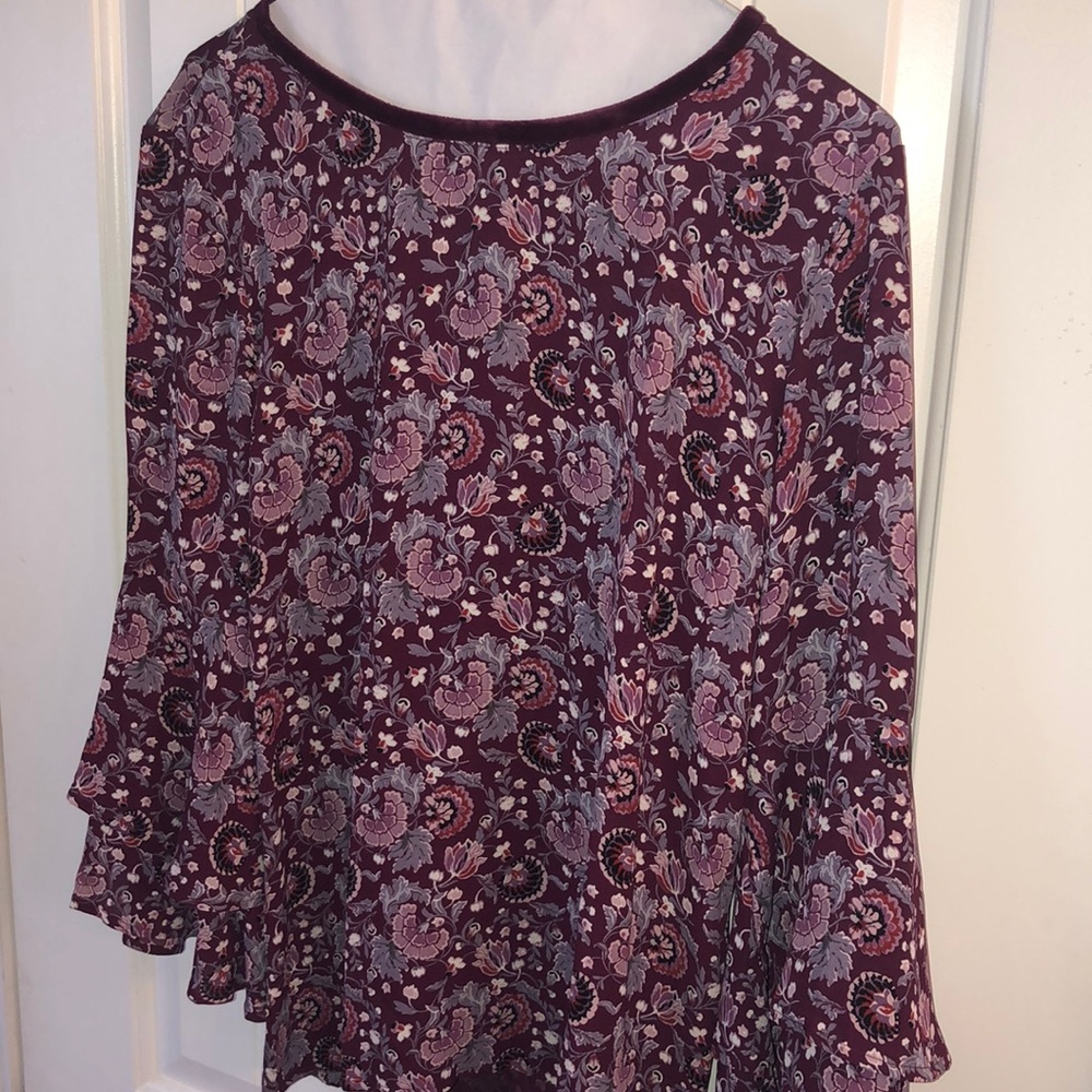 Wine floral print top
